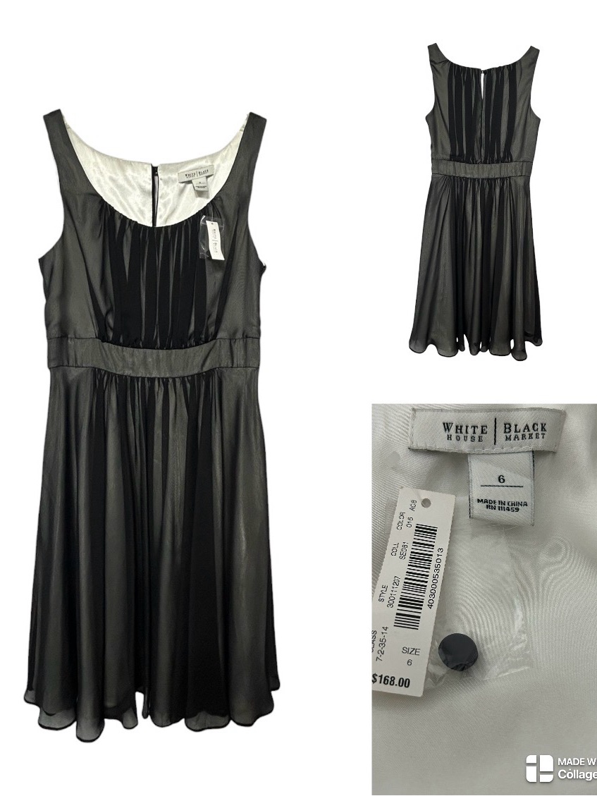 Whbm Nwt Black Chiffon Cocktail Dress